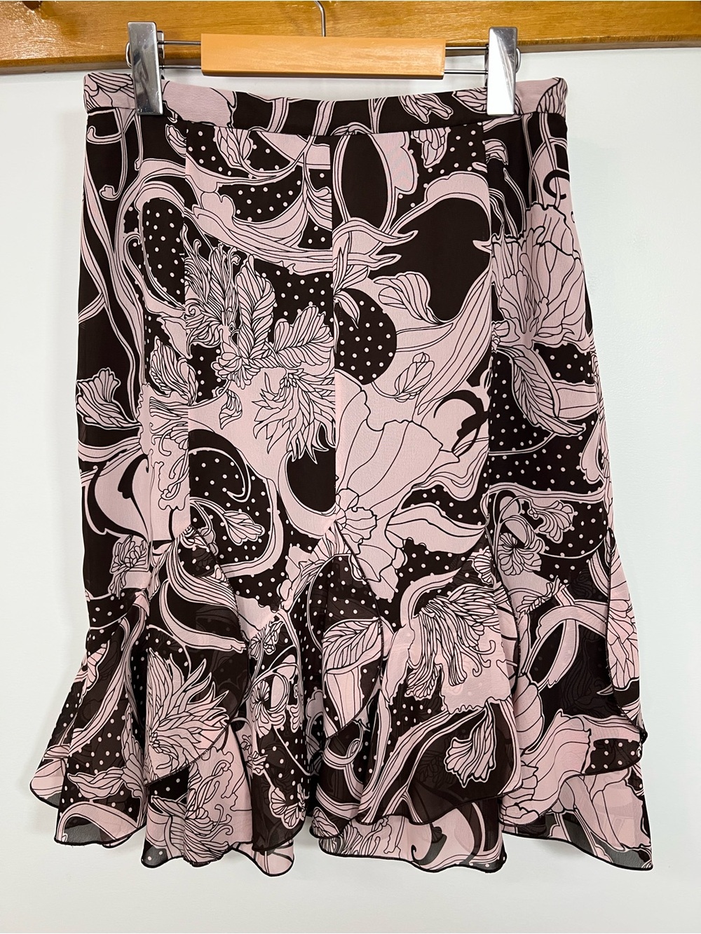 Floral Print Ruffle Midi Skirt Y2K | 8P